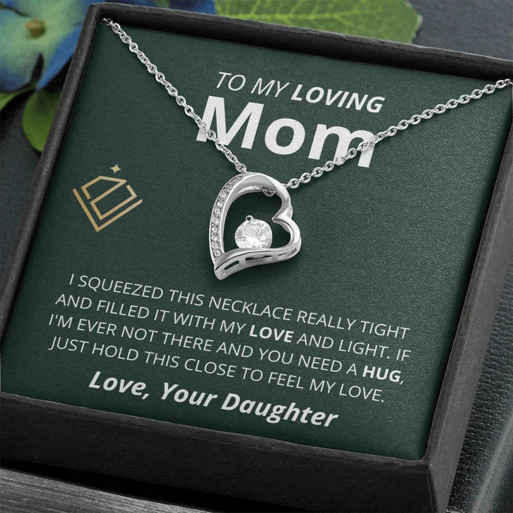 "To My Loving Mom" Heart Crystal Necklace