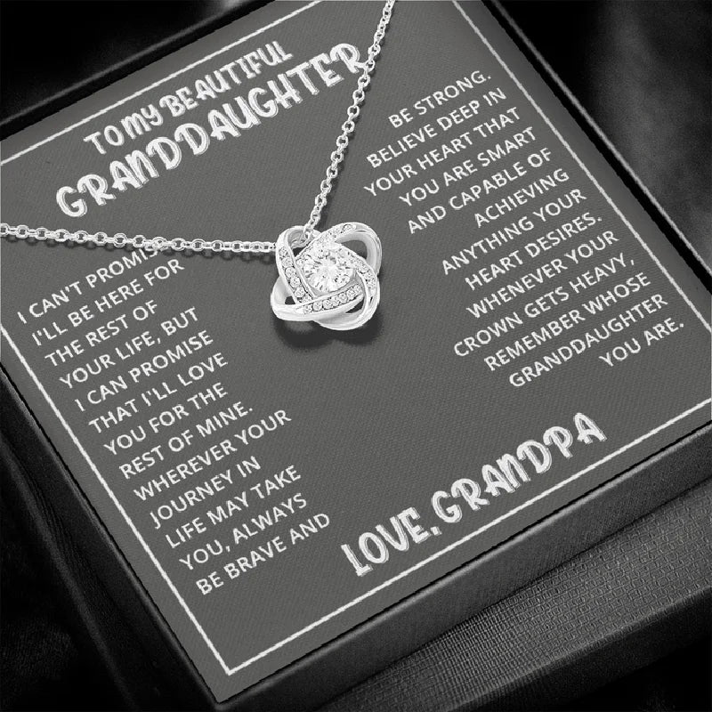 "To My Beautiful Granddaughter" Love Knot Necklace