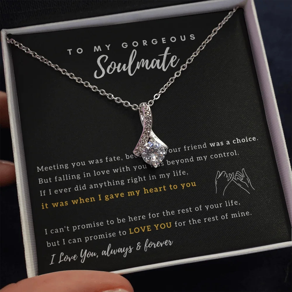 "To My Gorgeous Soulmate" Crystal Drop Necklace