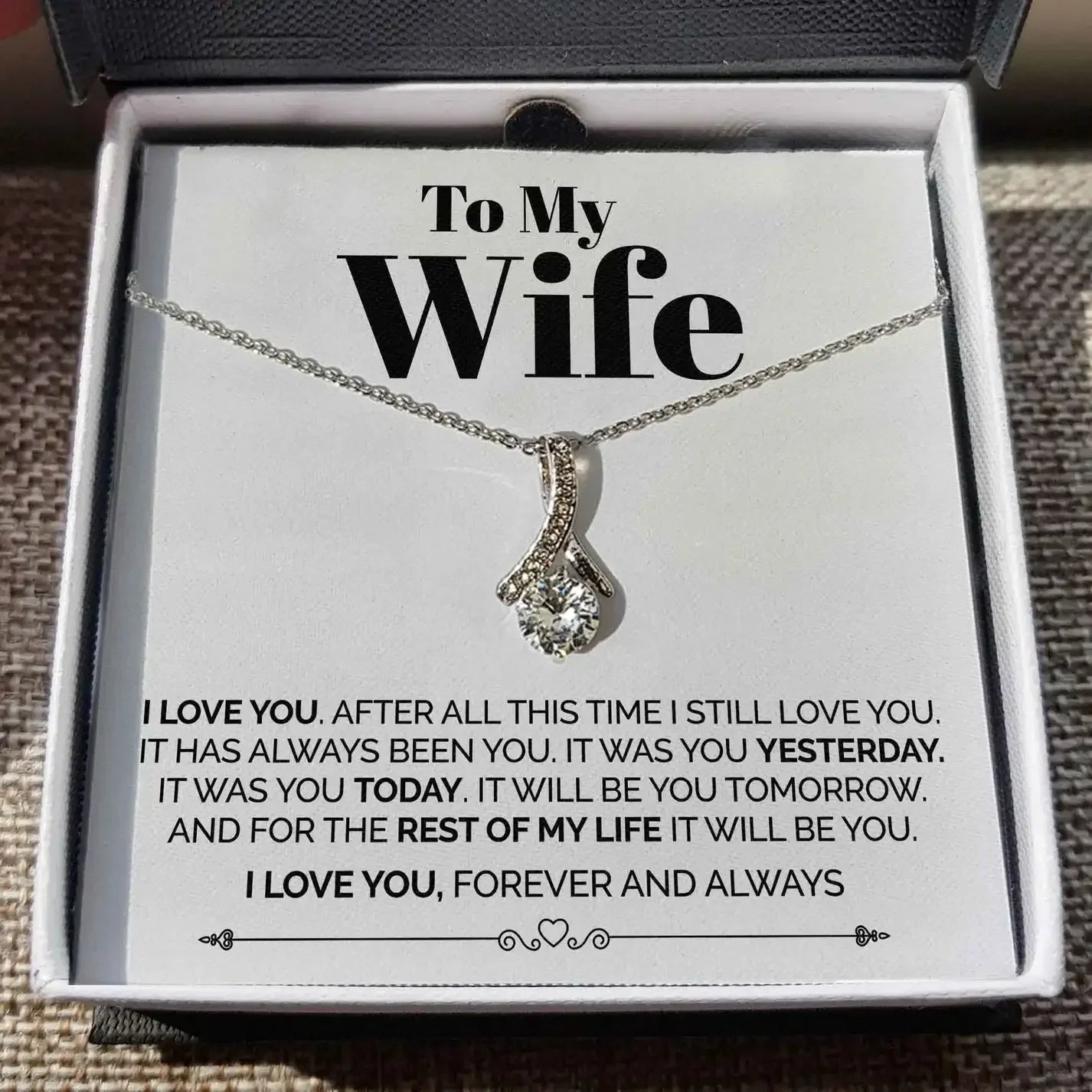 "To My Wife" Crystal Drop Necklace