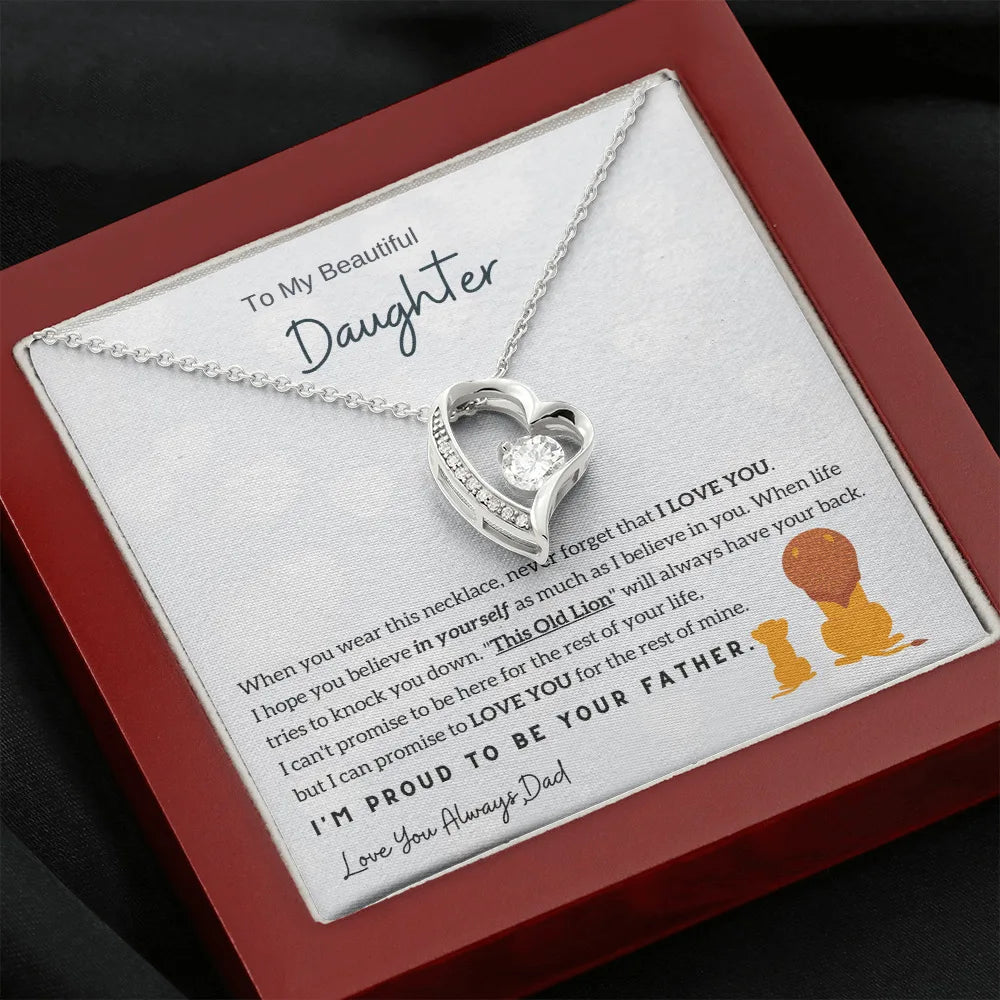 "To My Beautiful Daughter" Heart Crystal Necklace