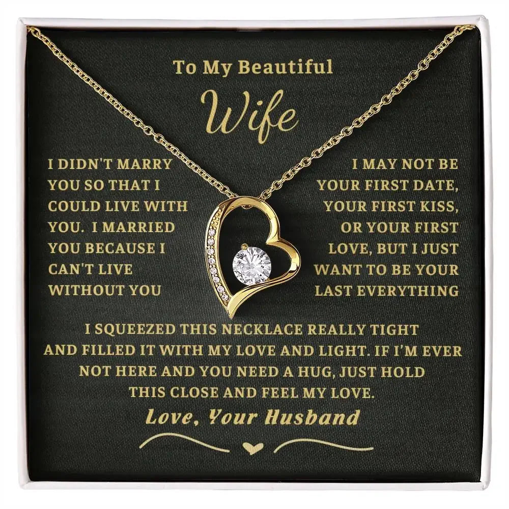 "To My Beautiful Wife" Heart Crystal Necklace