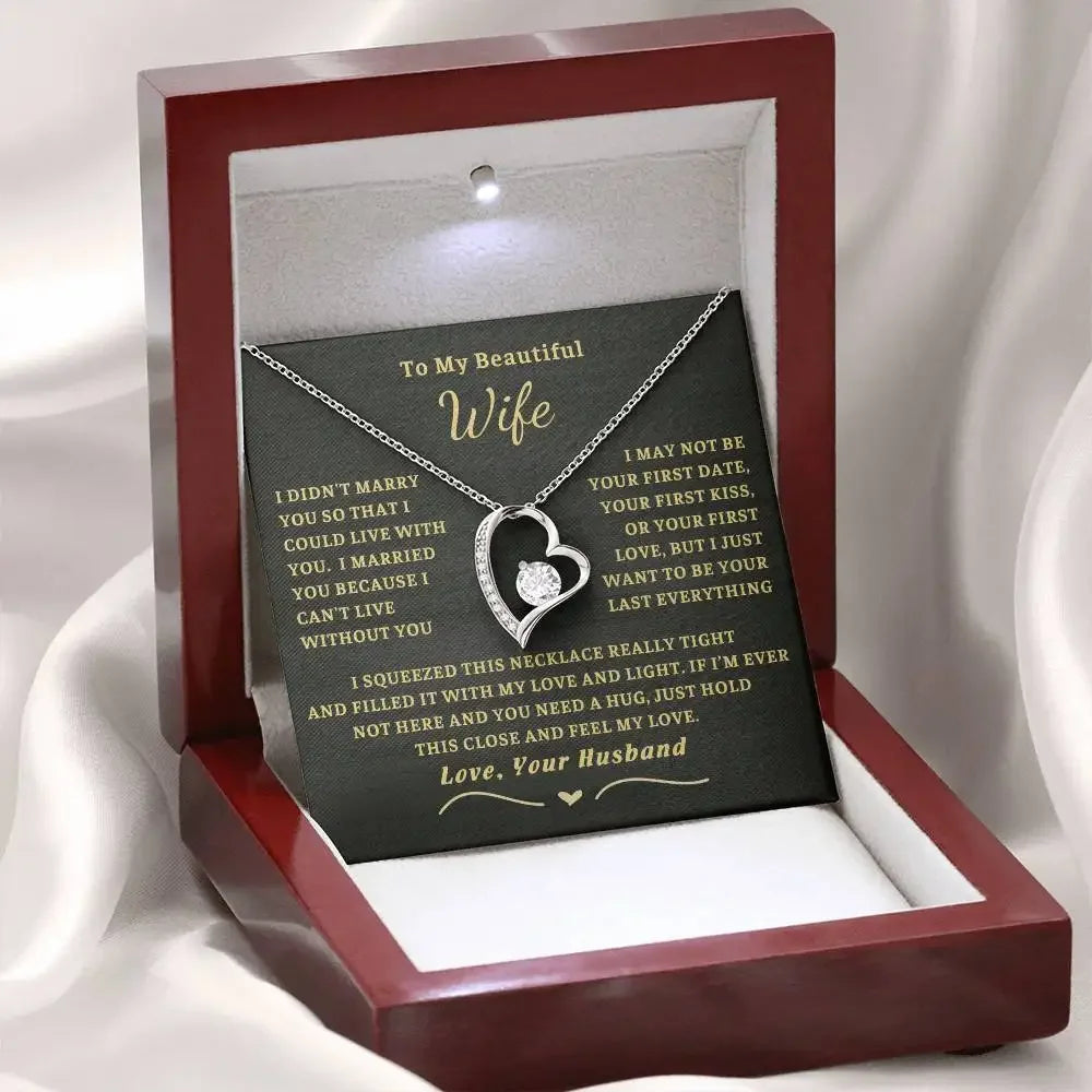 "To My Beautiful Wife" Heart Crystal Necklace