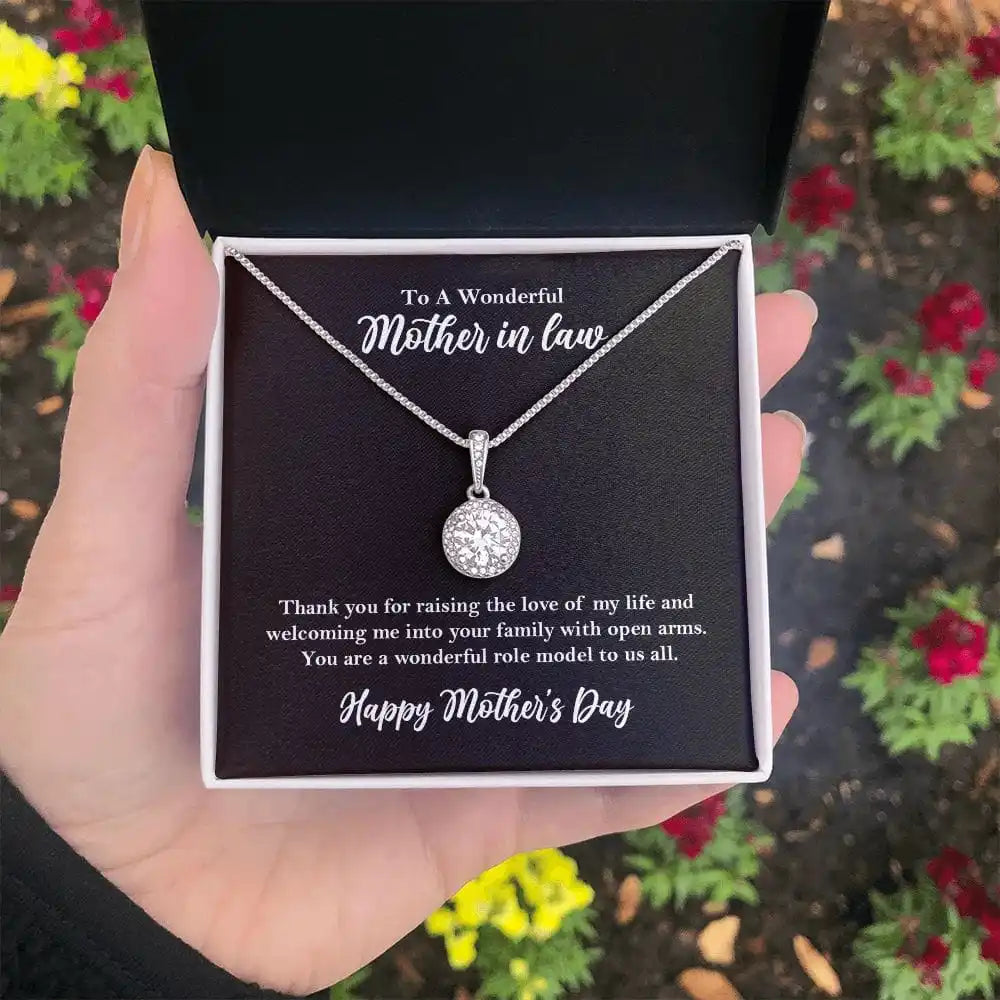 "To A Wonderful Mother-in-Law" Halo Crystal Necklace