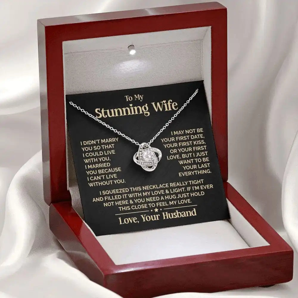 "To My Stunning Wife" Love Knot Necklace