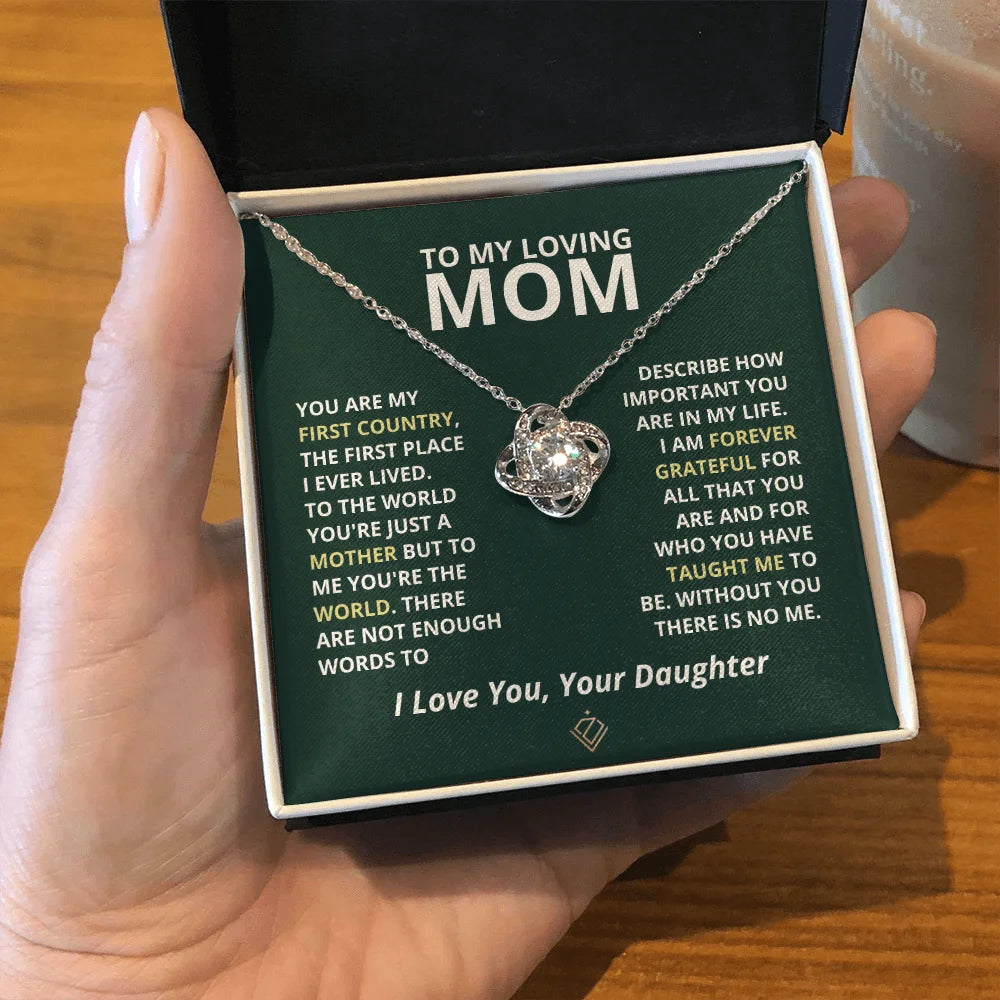 "To My Loving Mom" Love Knot Necklace