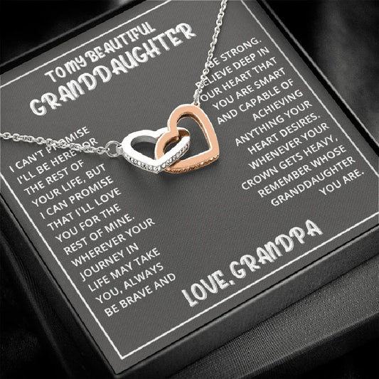 "To My Beautiful Granddaughter" Interlocking Hearts Necklace