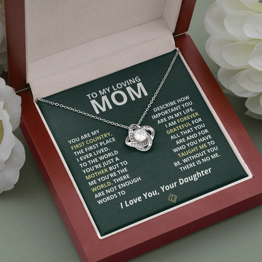 "To My Loving Mom" Love Knot Necklace