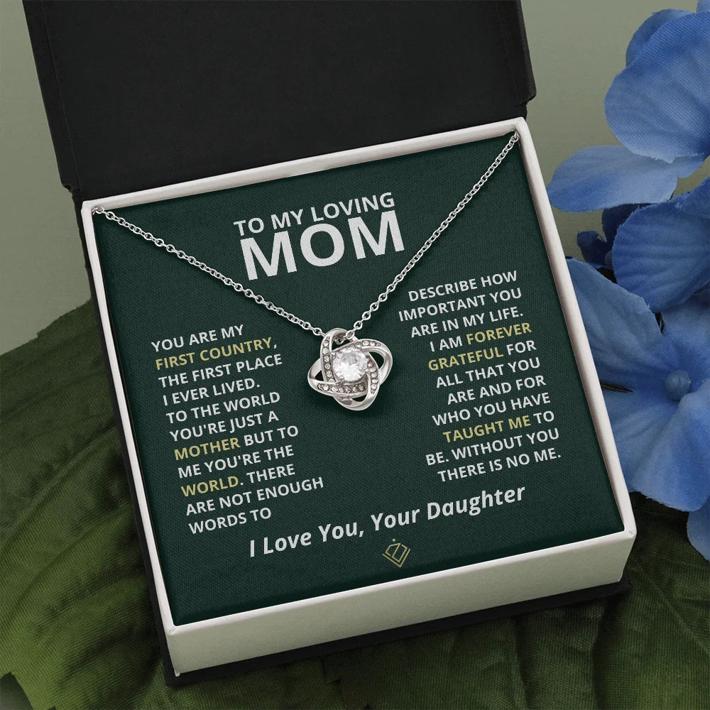 "To My Loving Mom" Love Knot Necklace