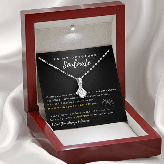 "To My Gorgeous Soulmate" Crystal Drop Necklace