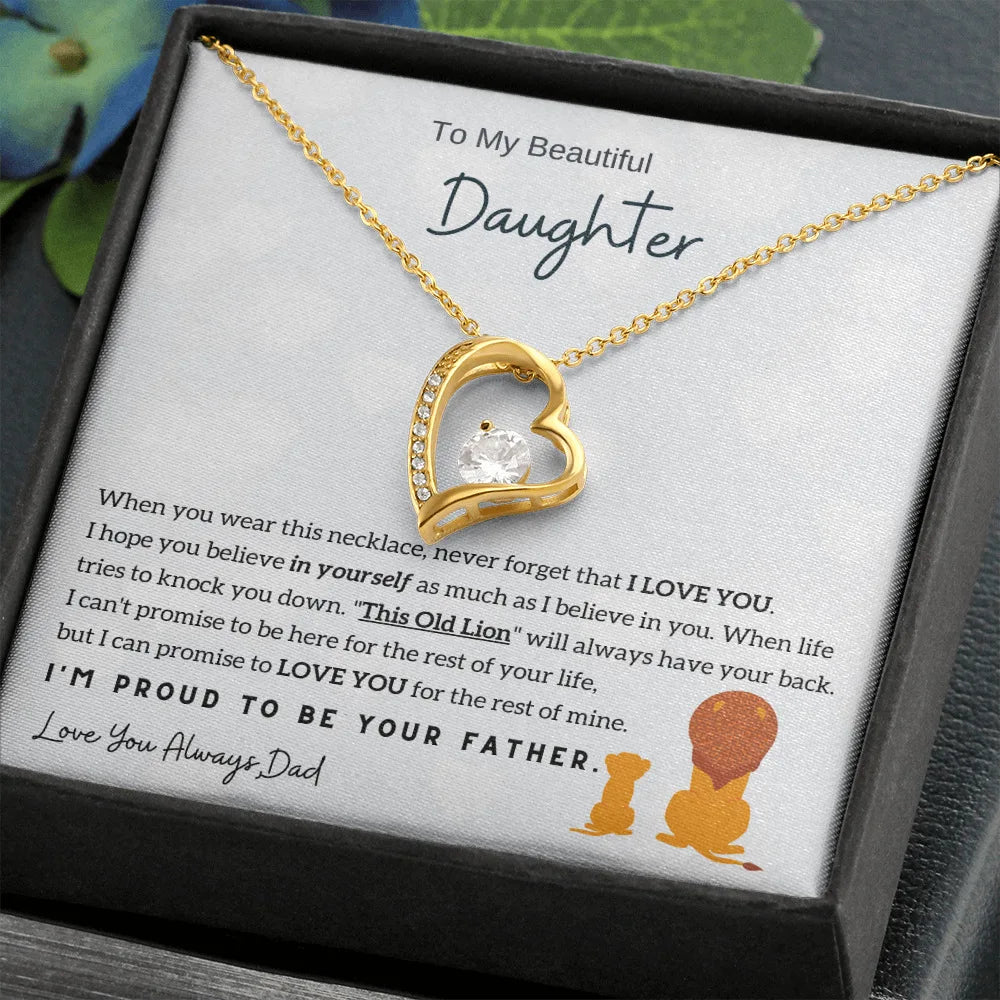 "To My Beautiful Daughter" Heart Crystal Necklace