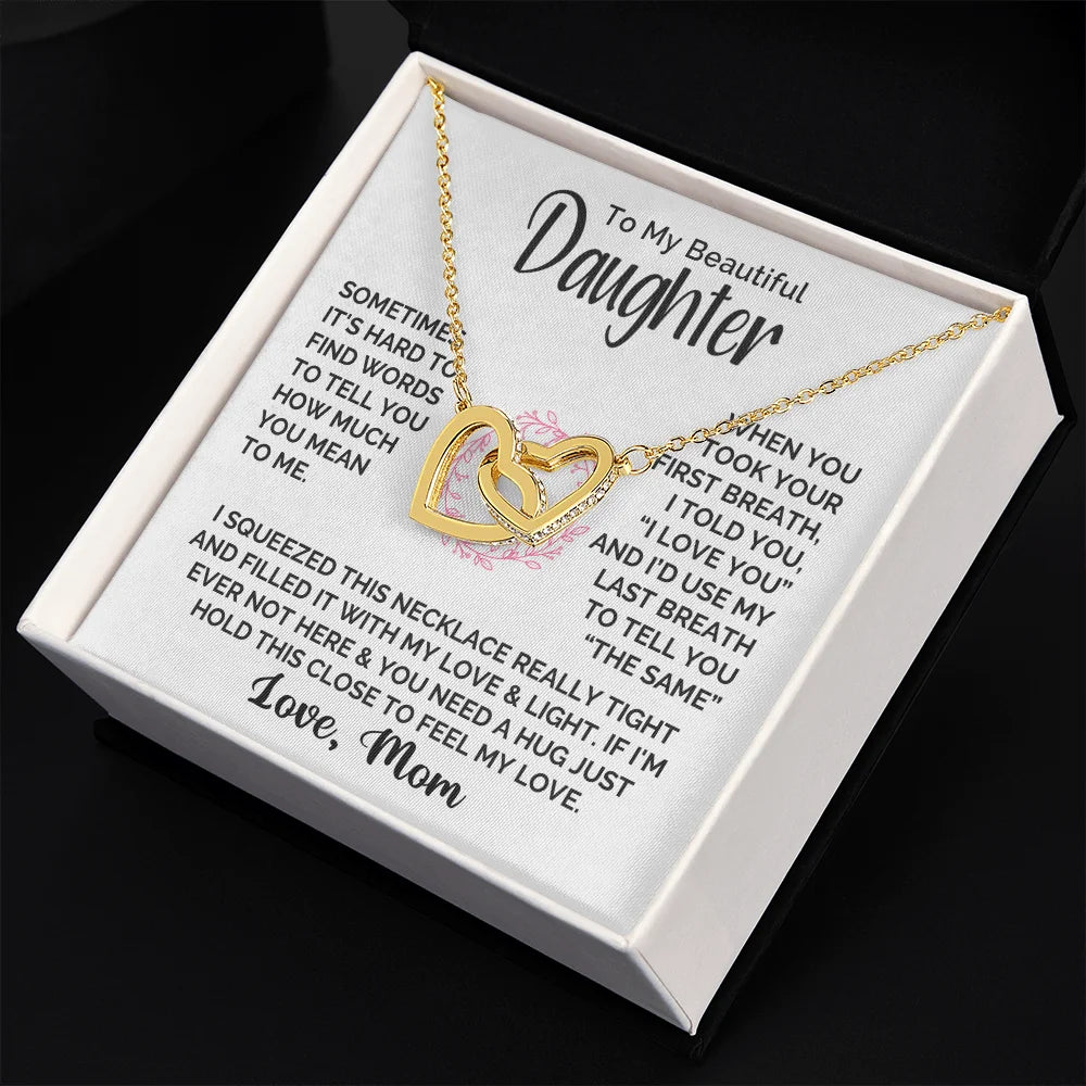 "To My Beautiful Daughter" Interlocking Hearts Necklace