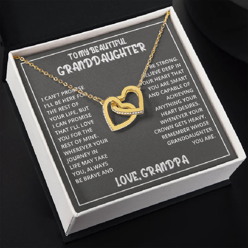 "To My Beautiful Granddaughter" Interlocking Hearts Necklace