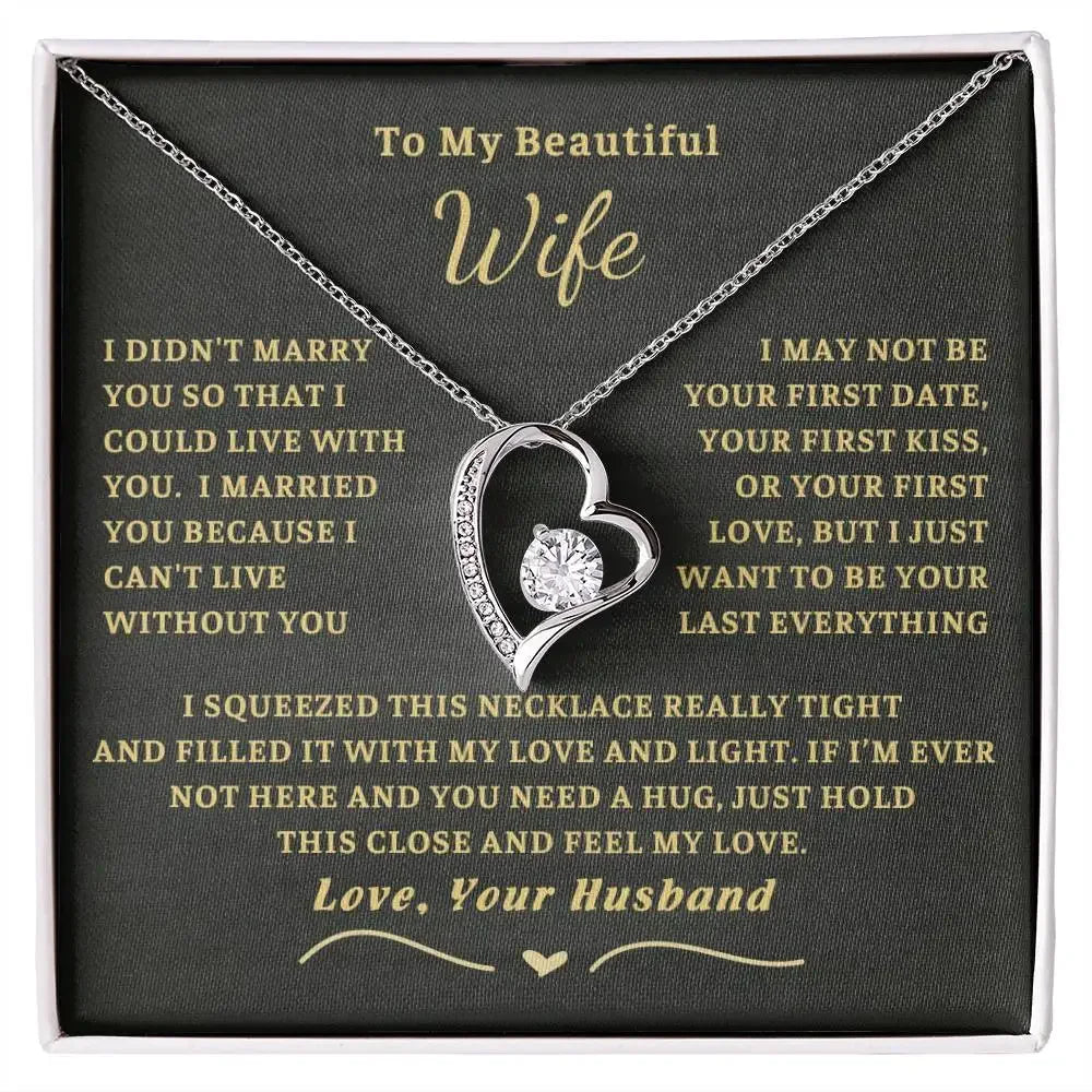 "To My Beautiful Wife" Heart Crystal Necklace