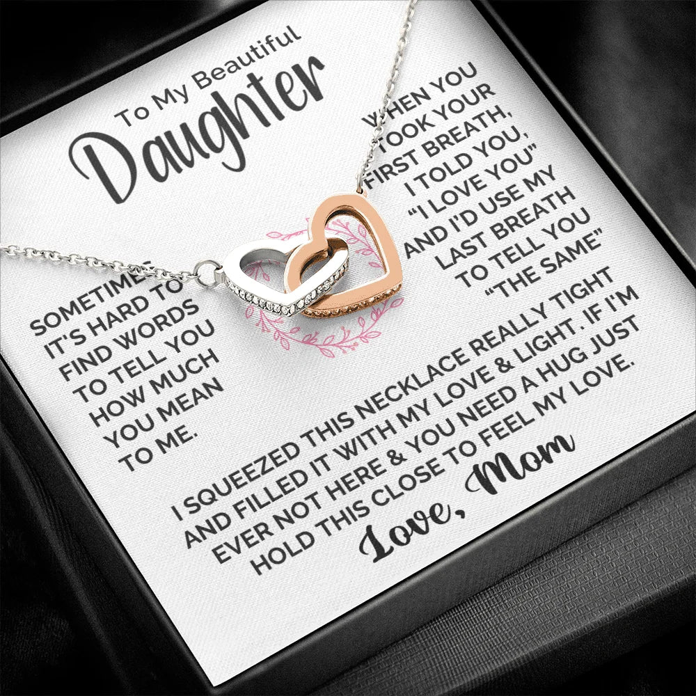 "To My Beautiful Daughter" Interlocking Hearts Necklace