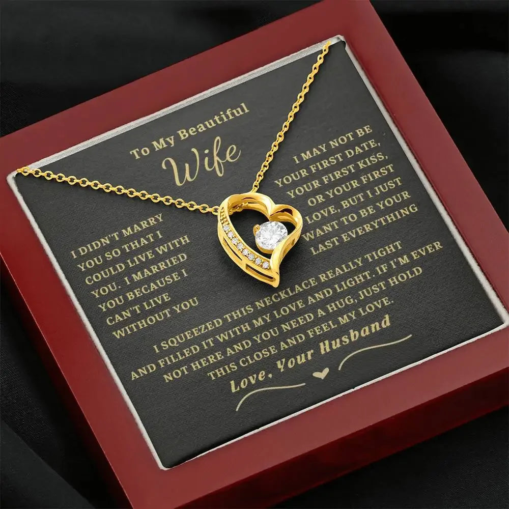 "To My Beautiful Wife" Heart Crystal Necklace