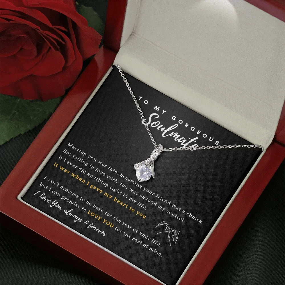 "To My Gorgeous Soulmate" Crystal Drop Necklace