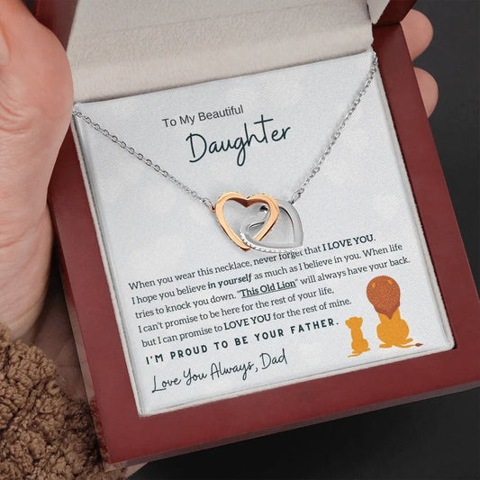 To My Beautiful Daughter" Interlocking Hearts Necklace